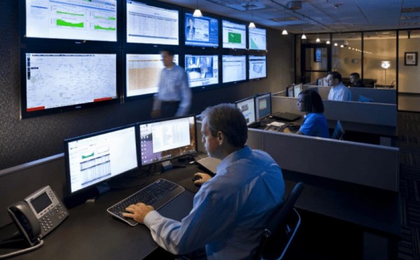 Cybersecurity professionals at work.