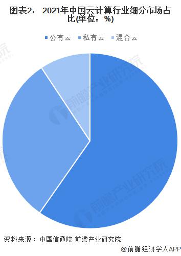 2021年中国云计算行业细分市场占比