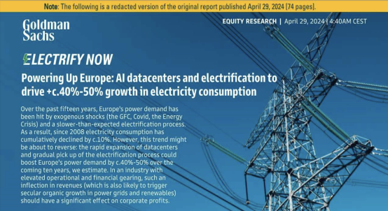 高盛名为AI datacenters and electrification to drive +c 40%_50% growth in electricity consumption 的深度报告